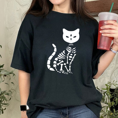 Cat Skeleton - Unisex Halloween T-Shirt