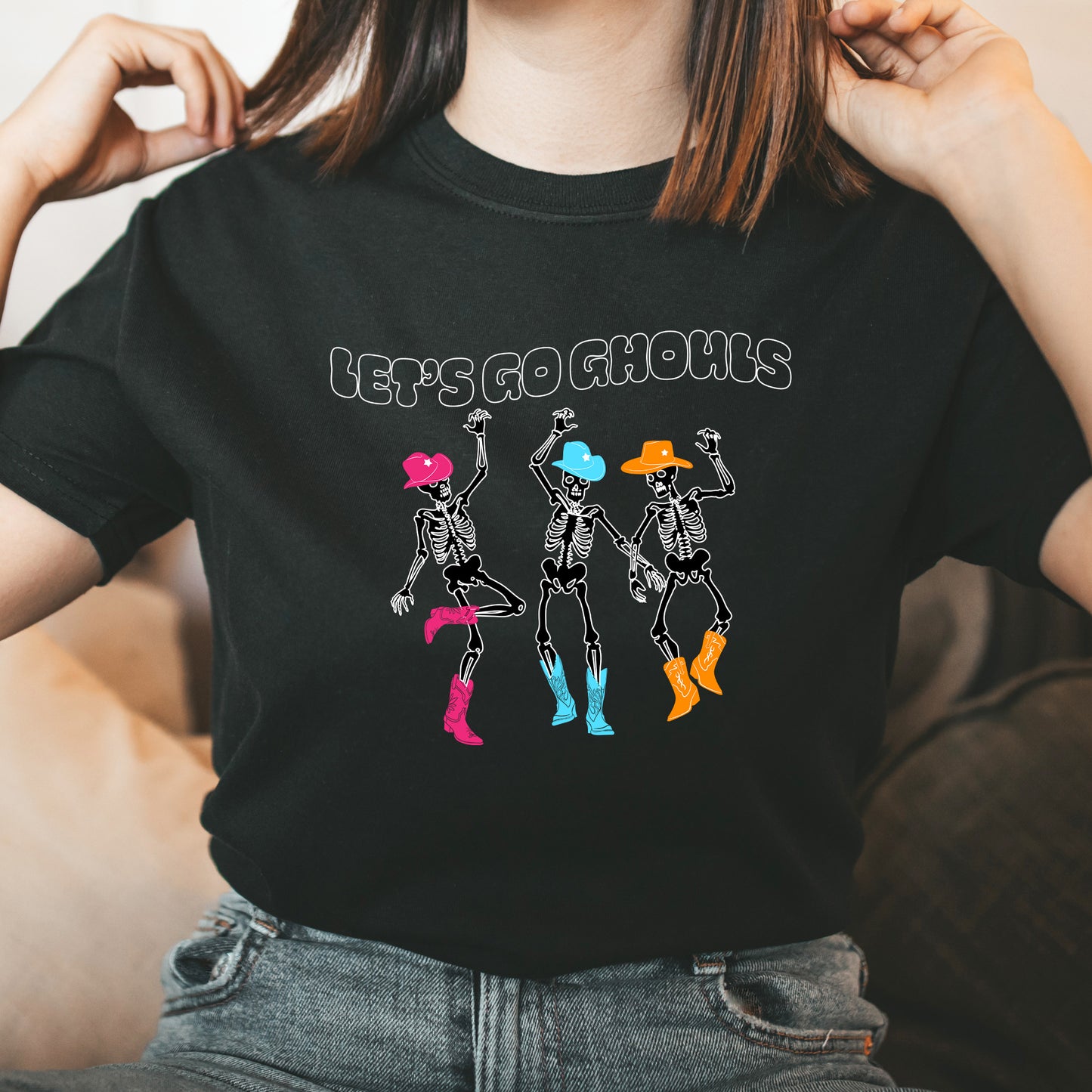 Let's Go Ghouls Dancing Skeletons - Unisex Halloween T-Shirt