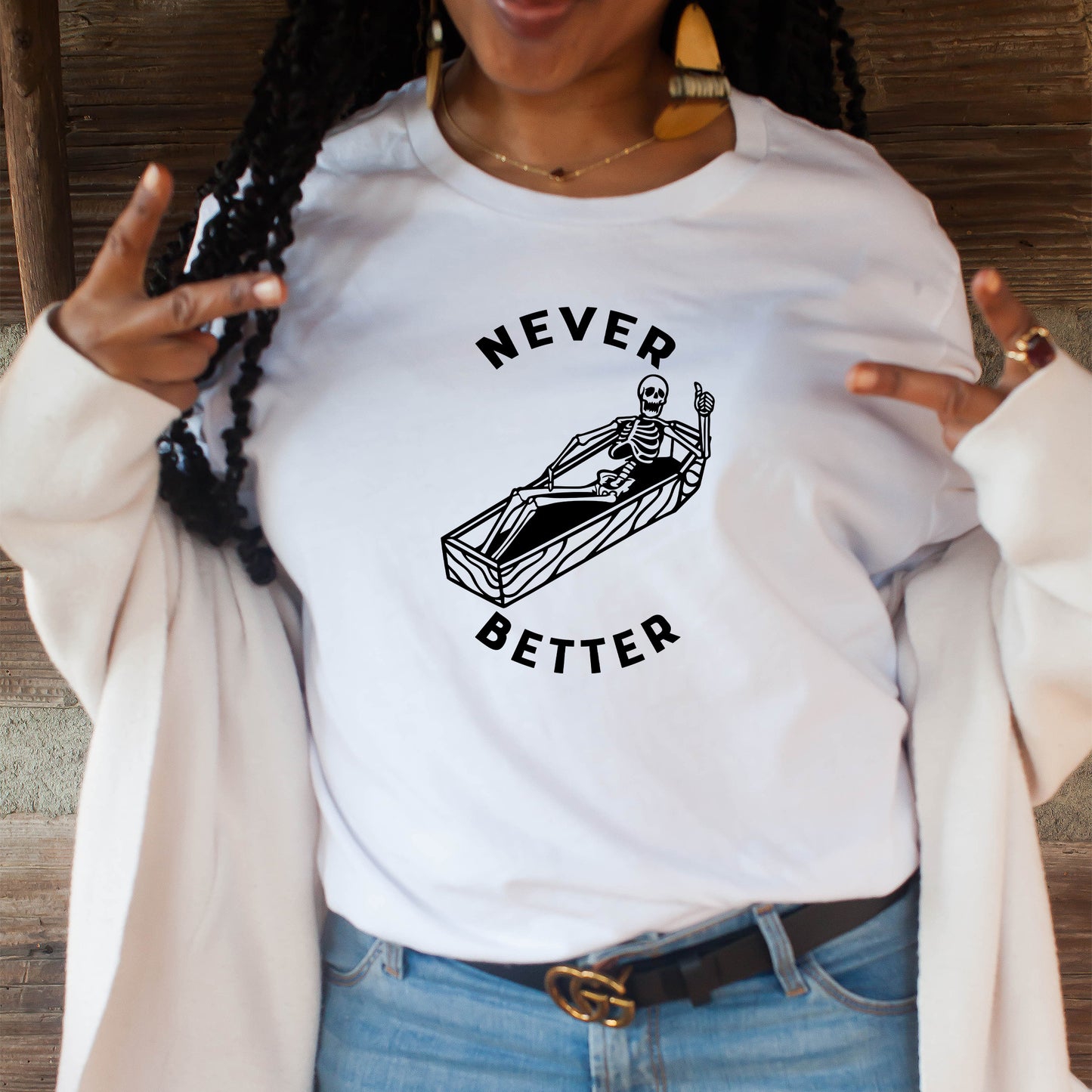 Never Better Skeleton - Unisex Halloween T-Shirt