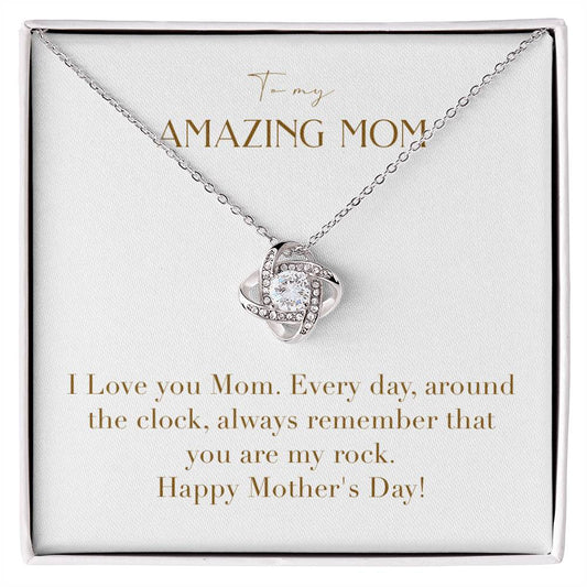 Unity Knot Necklace -I Love You Mom Every Day Around the Clock