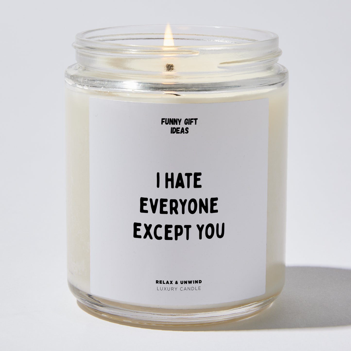 Fun Gift for Friends - I Hate Everyone Except You - Candle