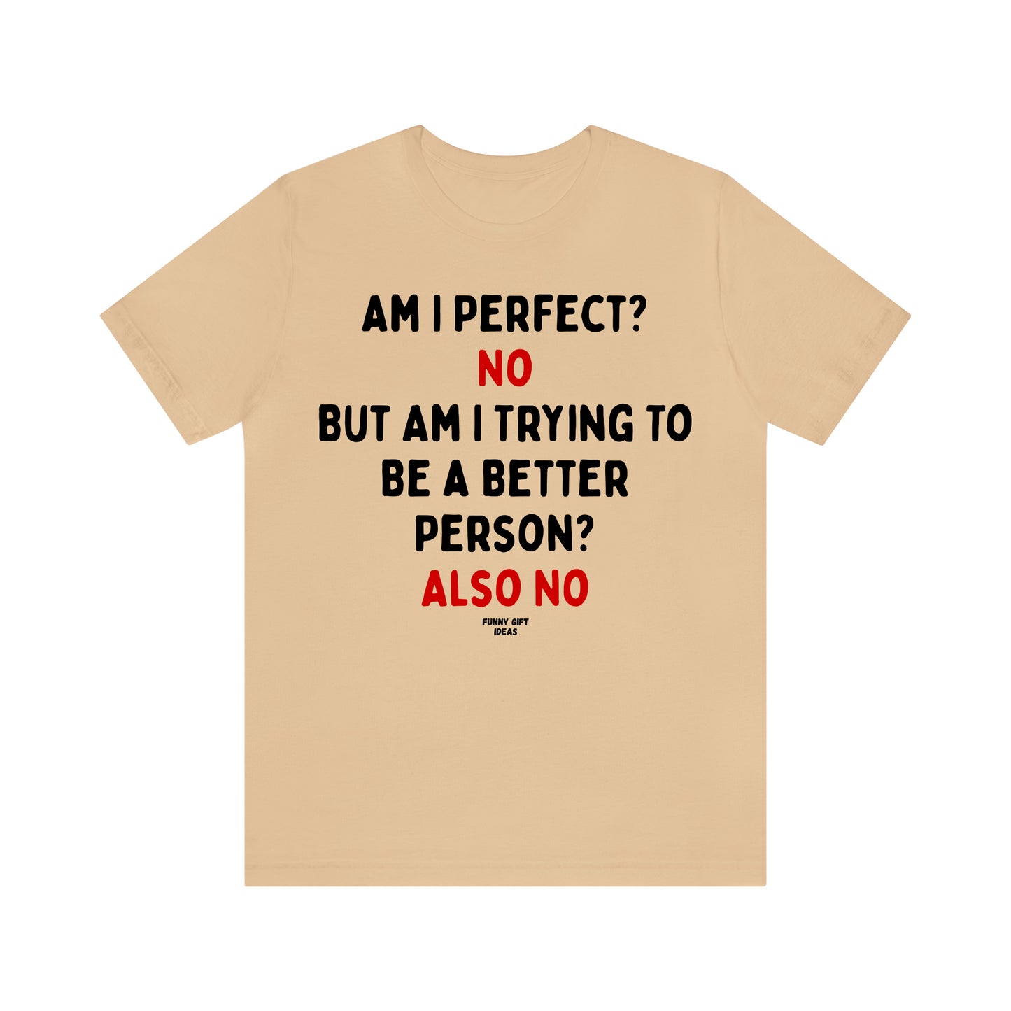 Funny Shirts for Women - Am I Perfect? No but Am I Trying to Be a Better Person? Also No - Women's T Shirts